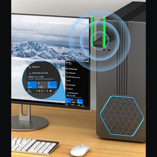 1200 Mbps 5G Dobbelt Antenne USB 3.0 WiFi-adapter til PC og Laptop