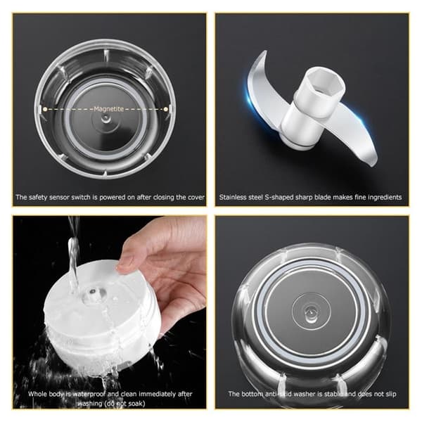 Mini Electric Garlic Press, Electric Chopper with USB Port, 100ml Mini Food Processor, Multifunctional Electric Vegetable Cutter