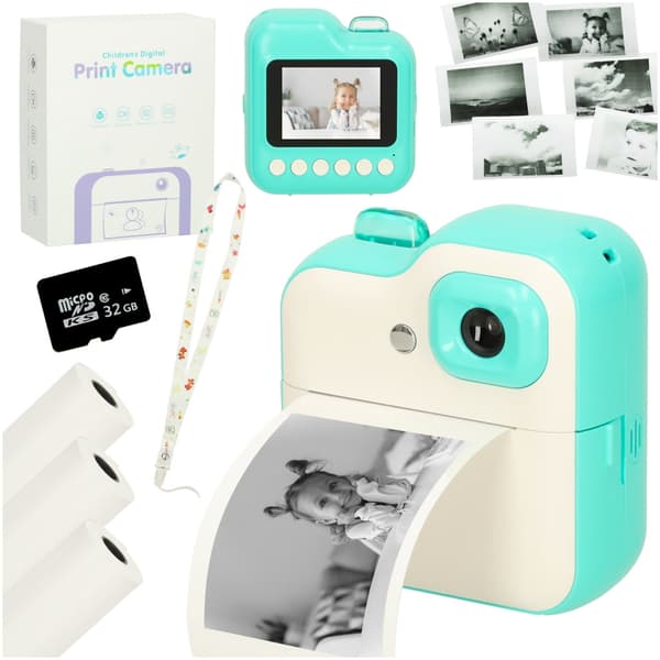 Kamera med Utskrift för Barn - Polaroidkamera - Grön