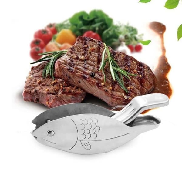 (Sølv) Manuel citruspresser - Rustfrit stål - Fiskedesign - Rustfrit stål - Kompakt - Ergonomisk