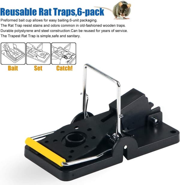 Large Rat Trap, Reusable Rodent Solution, 6-pack