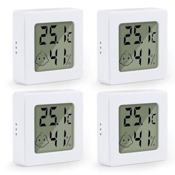 4-pack inomhustermometer, mini digital inomhustermometer, väggmonterad liten inomhushygrometer med hög precision för hemmalager