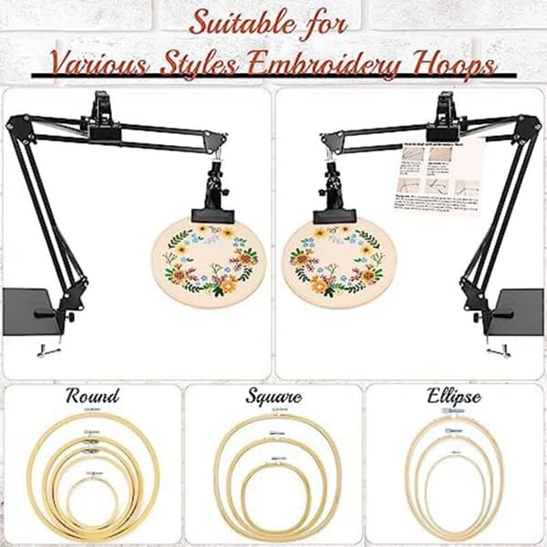 Embroidery Stand, Adjustable Embroidery Stand with Instruction Holder, Cross Stitch and Embroidery Projects