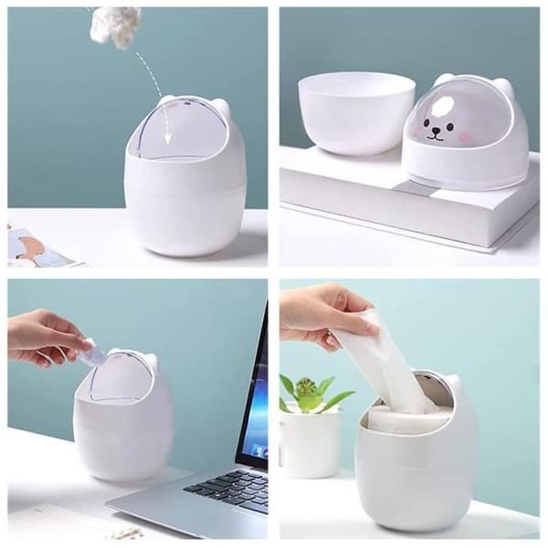 Desktop Trash Can, Portable Trash Can with Lid, Mini Plastic Trash Can for Table Use, for Sink, Dressing Table