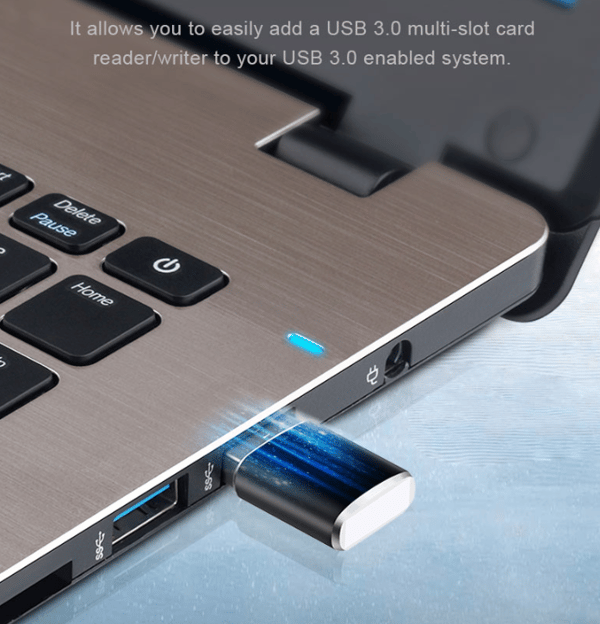 USB 3.0 (uros) - USB-C (naaras) sovitin Musta