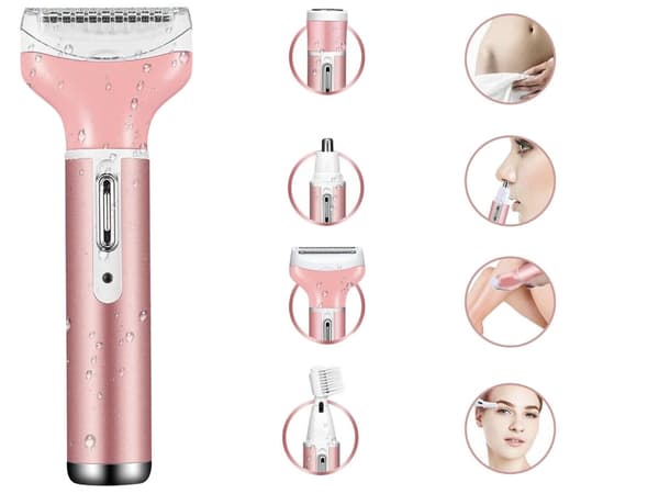 Epilator kvinners kroppsbarbermaskin bentrimmer 4-i-1 utskiftbare tupper USB