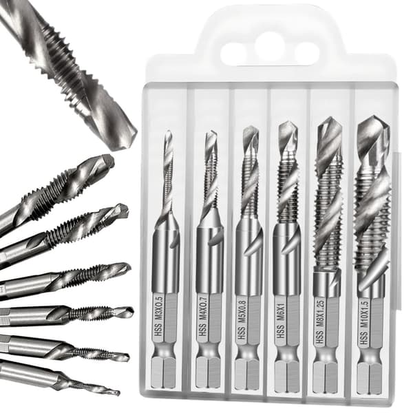 Tap and Drill Bit Set M3-M10 - HSS Drill and Tap 6-pack