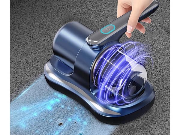 Håndholdt støvmideudsuger med poseløst filter til allergikere, UV-lampe - Blå