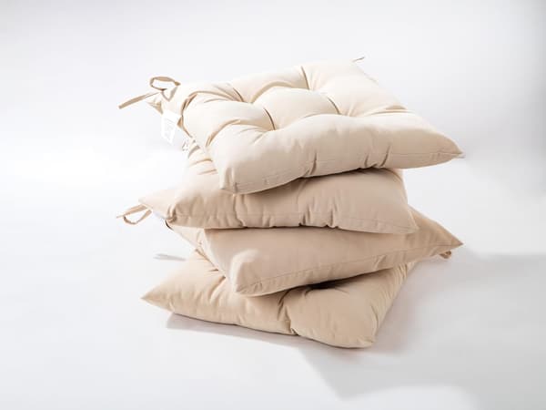 Stolehynder med bindebånd, sæt med 4, beige, 40 x 40 cm