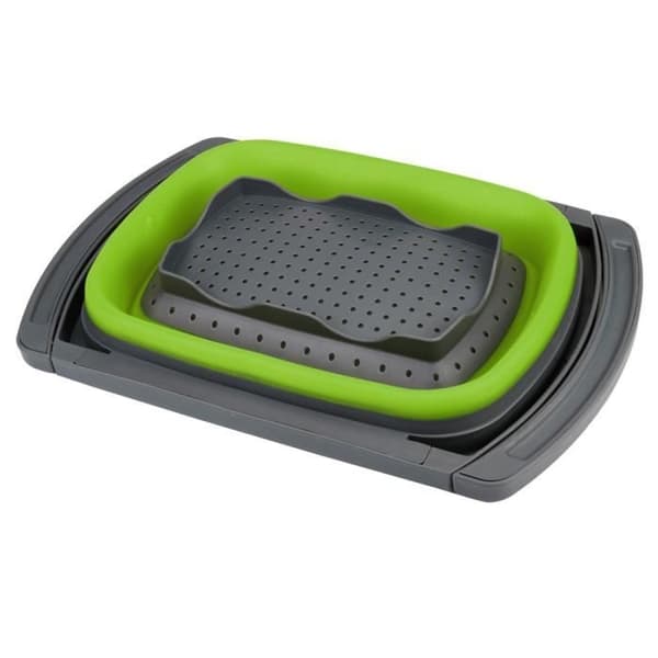 New Kitchen Foldable Silicone Colander for Fruits and Vegetables, Green