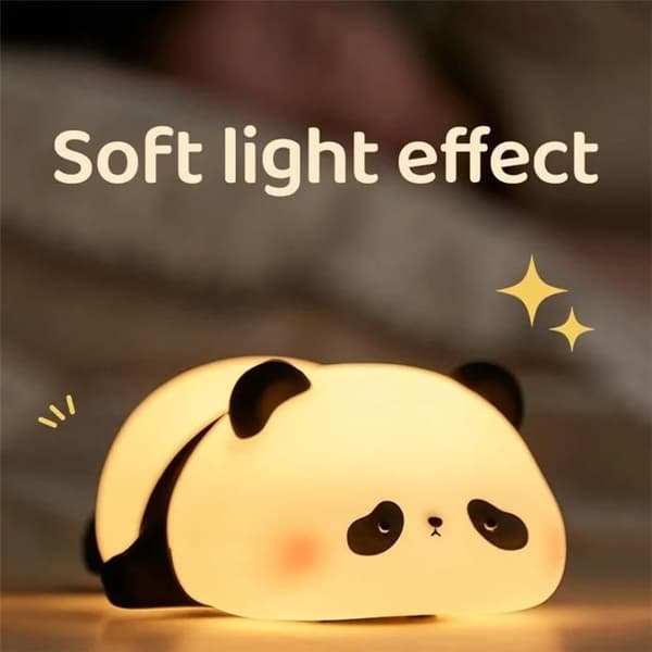 Søt pandaformet silikon nattlampe med berøringskontroll og dimmer for barn