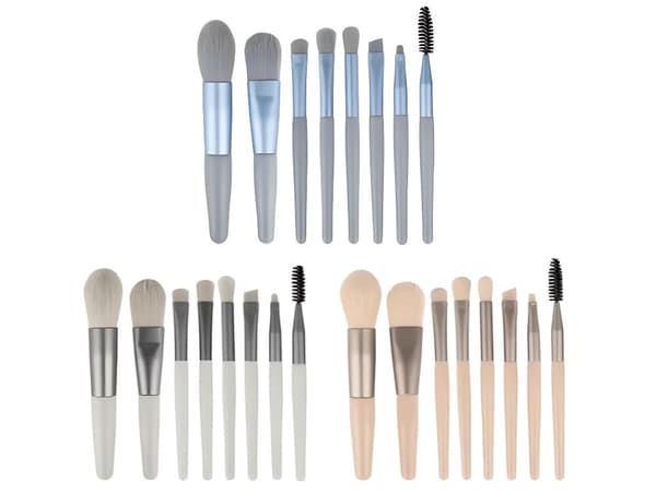 Makeupbørstesæt 8 dele - Professionelle øjenbørster med etui