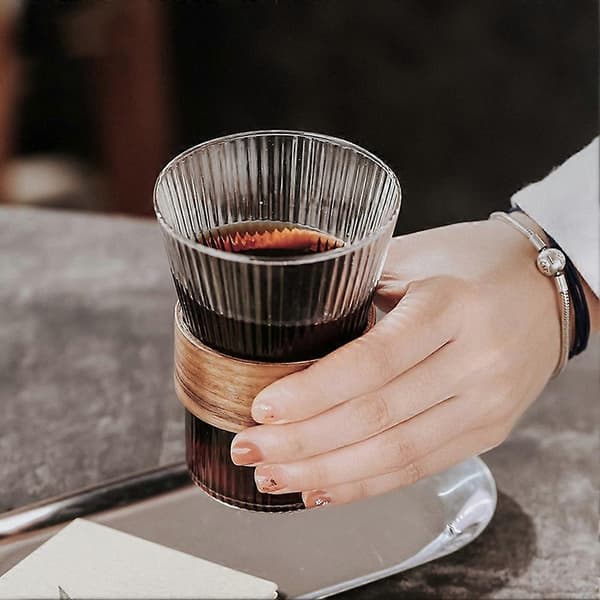 BINCOO Glass Coffee Cup Handmade Coffee Cup Sharing Cup Set High Value Light Luxury Glass for Household 310ML