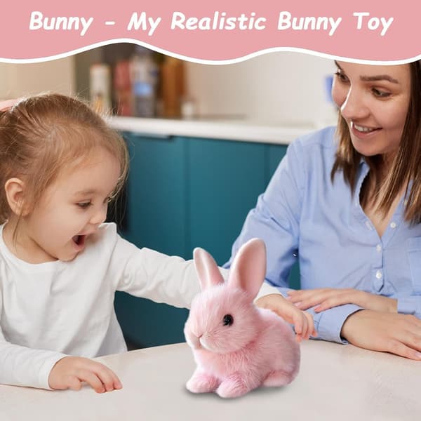 Interactive Rabbit Plush Toy, Realistic Hopping Rabbit Toy Interactive Rabbit Toy for Easter, Electric Rabbit Toys (white) High Quality (Easter) pink