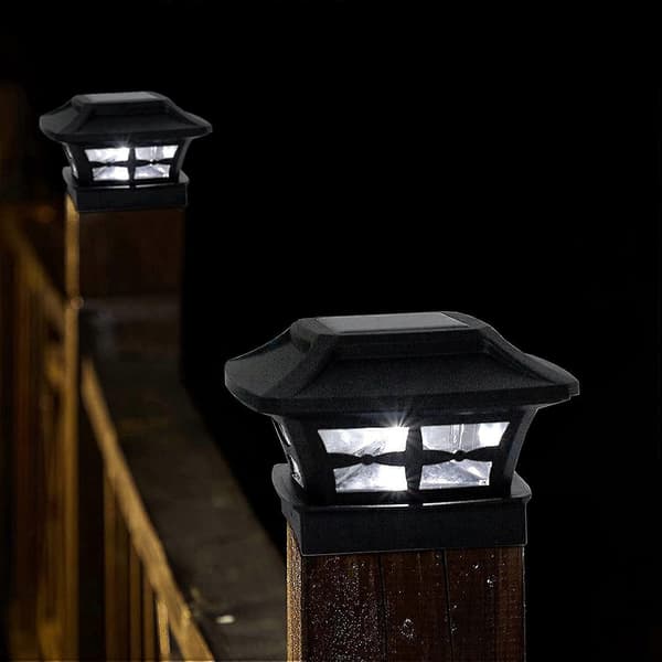 Solcellelamper for stolper 2 lysmoduser LED-dekkegjerdelamper for trestolper hagedekorasjon - WELLNGS