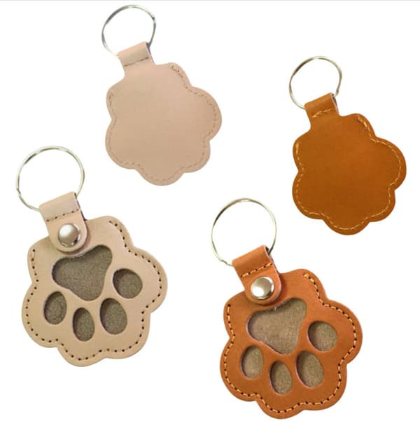 Pet Memorial Keychain with Paw Print Storage, 2-pack