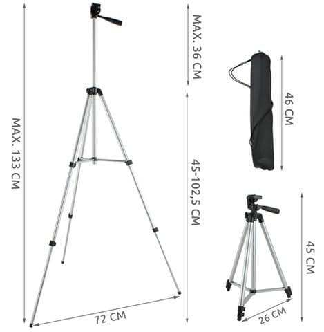 Kamerastativ / Stativ til mobil og kamera - 45-133 cm - Tripod