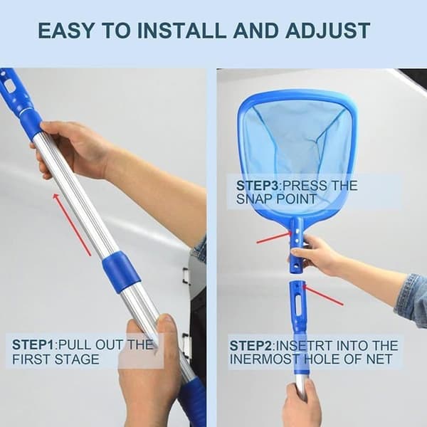 Pool Cleaning Kit, Pool Skimmer with Telescopic Handle, Accessories (1 set)