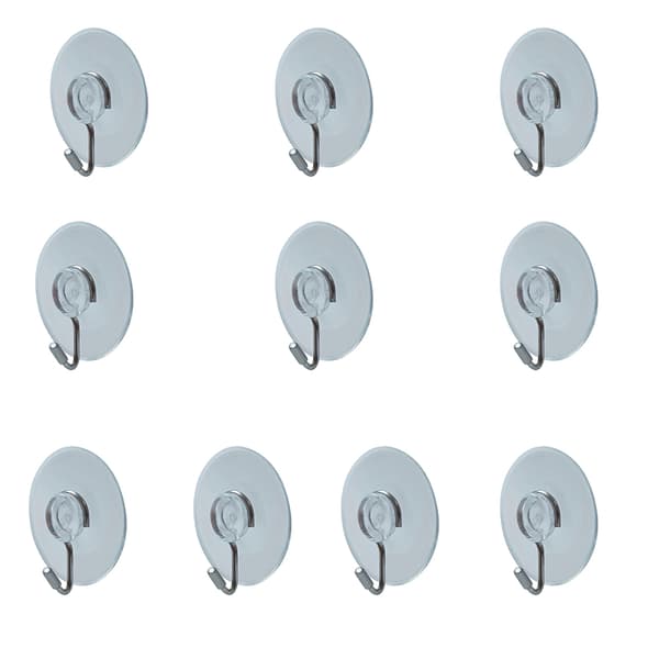 12-pack Wall Hooks with Suction Cup - Transparent Self-Adhesive Suction Cup Hooks