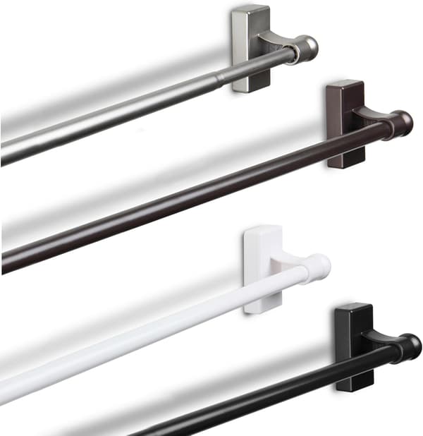 Desyne Magnetic Rod - Adjustable 28-48\", Black, Extendable Window Curtain Rod Black