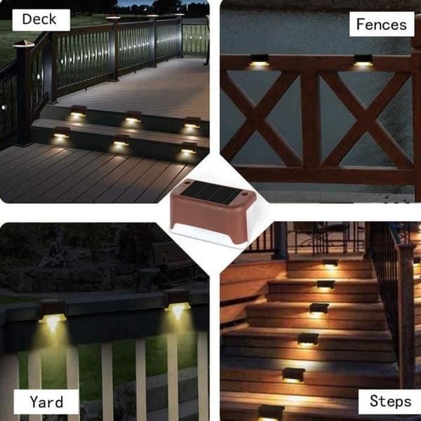(Sort) PRUMYA Solcellelampe til udendørs brug til hegn, trapper, terrasser - Sort - 4-pak