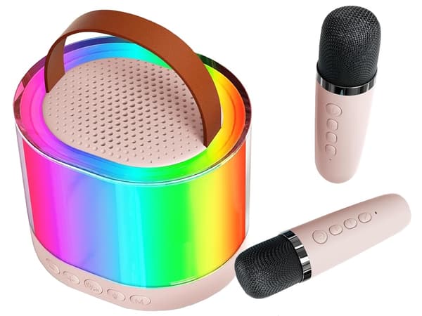 Karaokesetti - 2 langatonta mikrofonia Bluetooth-kaiuttimella RGB