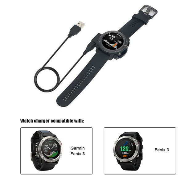 Oplader til Garmin Fenix 3 / Fenix 3 HR ur Sort