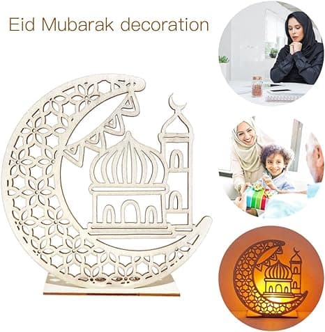 Tre LED-lampe Ramadan dekorasjon Halvmåne stjerne lys muslimsk islam