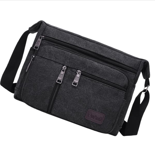 Men's Canvas Shoulder Bag - Stylish and Practical Shoulder Bag Black