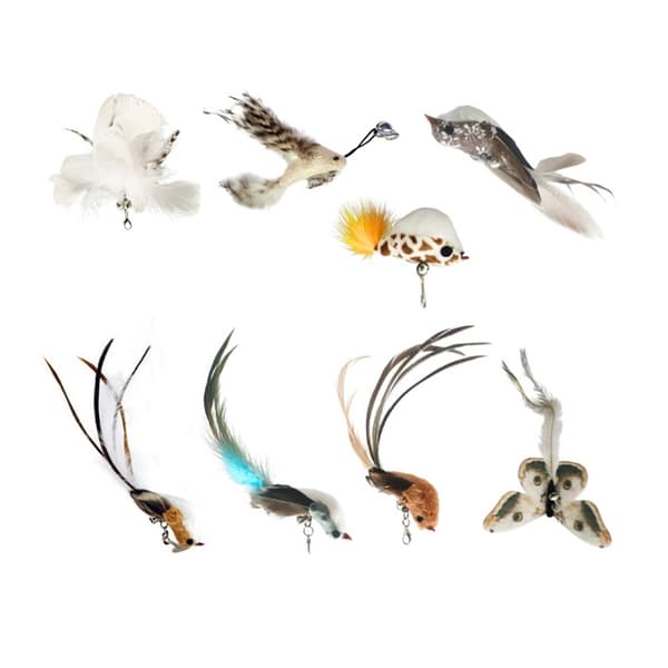 Cat Toy Replacement Heads - 8 Pcs Feather Refill Set for Interactive Play