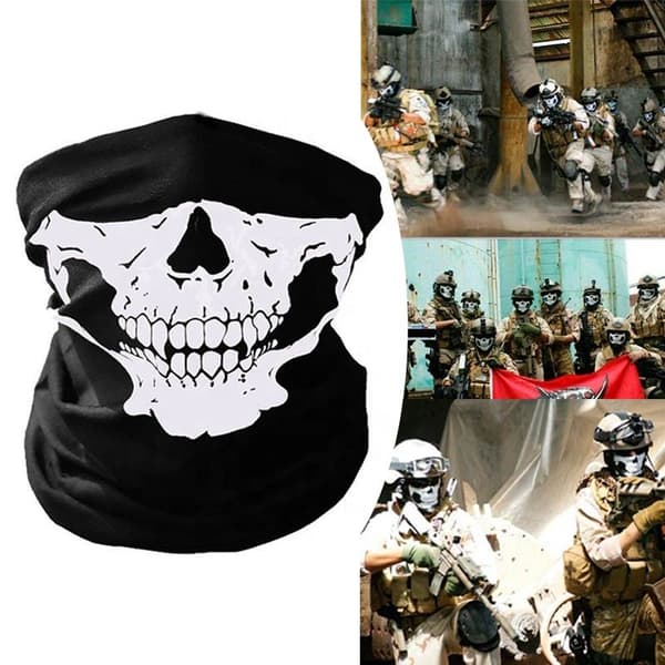 Multifunksjonell halsvarmer - Svart maske med trykk