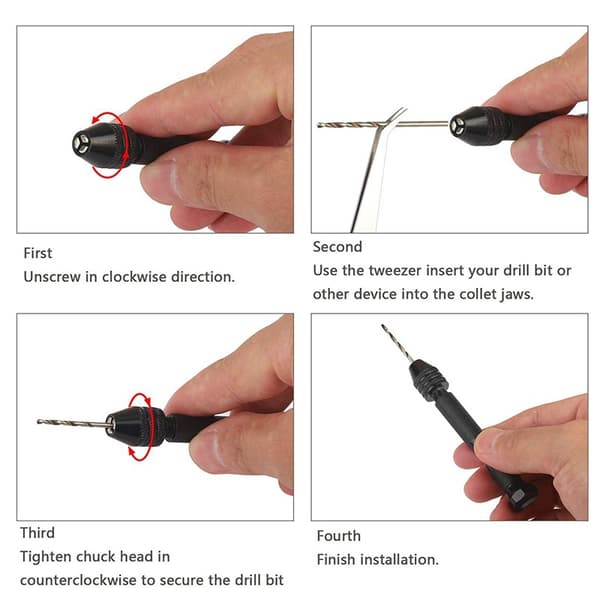 Håndboremaskine med 10 forskellige bits Sort 0,6-2,0 mm