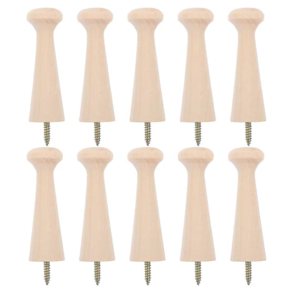 10 Pcs Screw-in Shaker Knobs Wooden Knobs for Hanging Wall Knobs Wooden Hook Knob Board