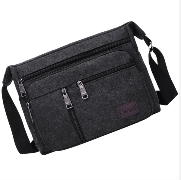 Men's Canvas Shoulder Bag - Stylish and Practical Shoulder Bag Black