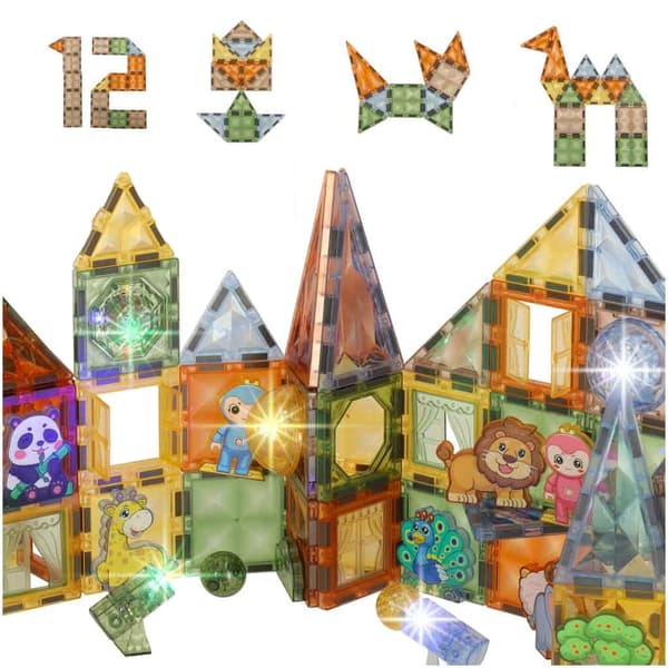 Magnetiske byggeklodser med LED - 90 dele