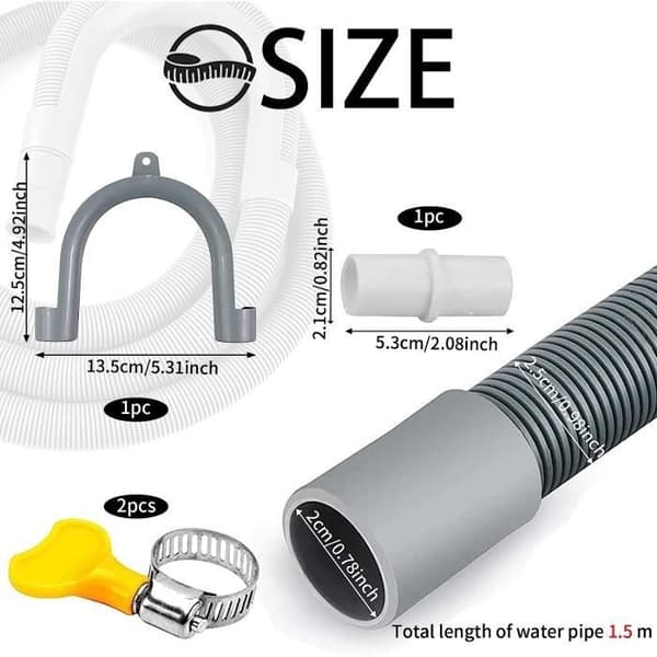 Universal Drain Hose - Washing Machine Drain Hose - 2M Drain Hose Extension
