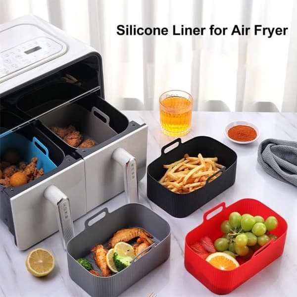 Airfryer-tilbehør, airfryerform, silikonmatte for baking, tåler oppvaskmaskin, grå