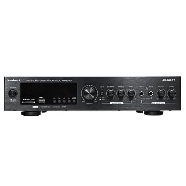 HIFI-forstærker 2000W 220V lydeffektforstærker BT Stereo USB SD FM LED Sort