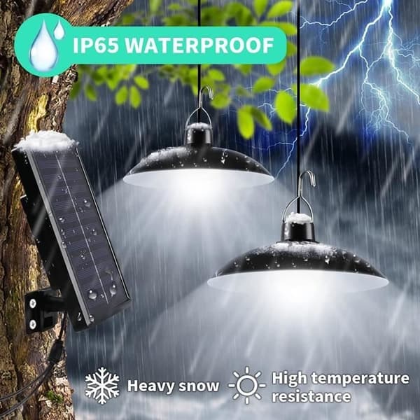 Solar lamp for outdoor use - Double lamp - IP65 Waterproof - Remote control - Black - Modern - Solar powered