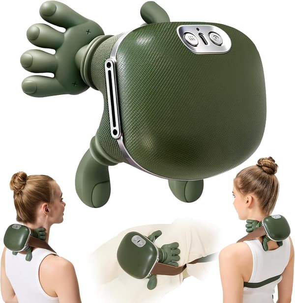 3D Wireless Neck Massager with Heat Function, Portable Bionic Massager, Deep Tissue Massage, Relieves Neck Pain and Soothes Muscle Soreness.