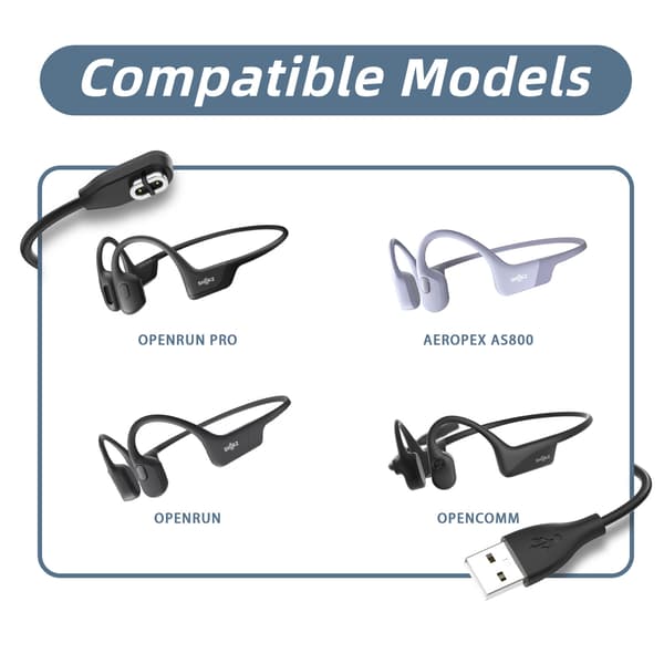 Magnetic charging cable compatible with Shokz OpenRun, OpenRun Pro, Aeropex AS800, OpenComm