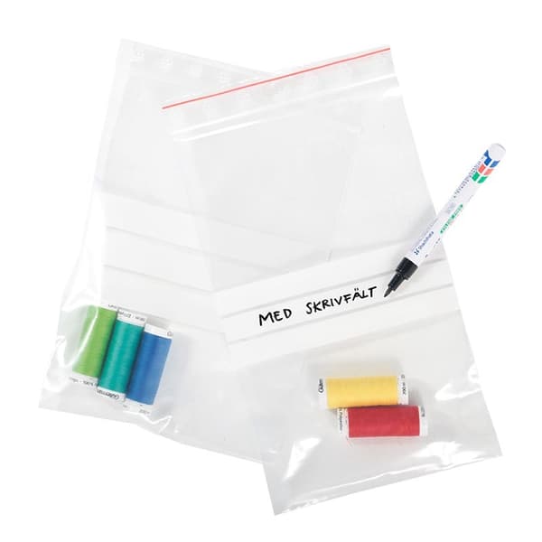 100-pack - 7x10cm Ziplock/Blixtlåspåsar Skrivfält / Zip Lock