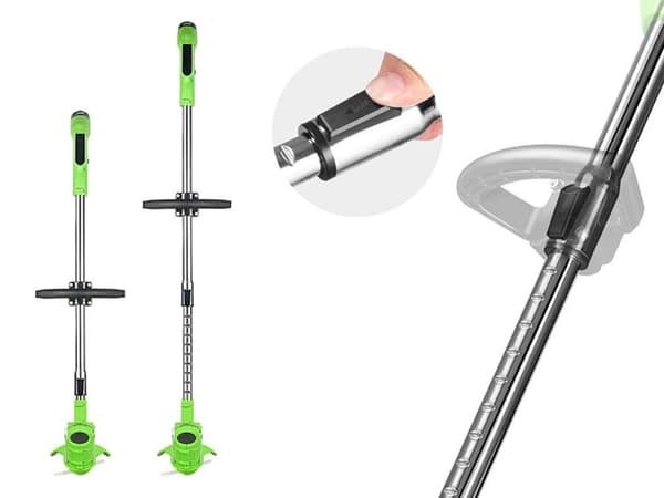 Batteridrevet gresstrimmer med teleskopskaft og batteri – Trådløs trimmer