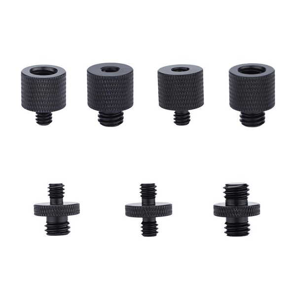 Camera Tripod with Screw Adapter 1/4\" to 3/8\", 6-piece Black