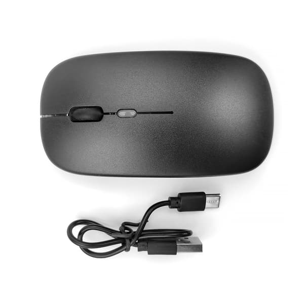 Trådløs mus - 2,4G + Bluetooth, dobbel modus, belyst svart
