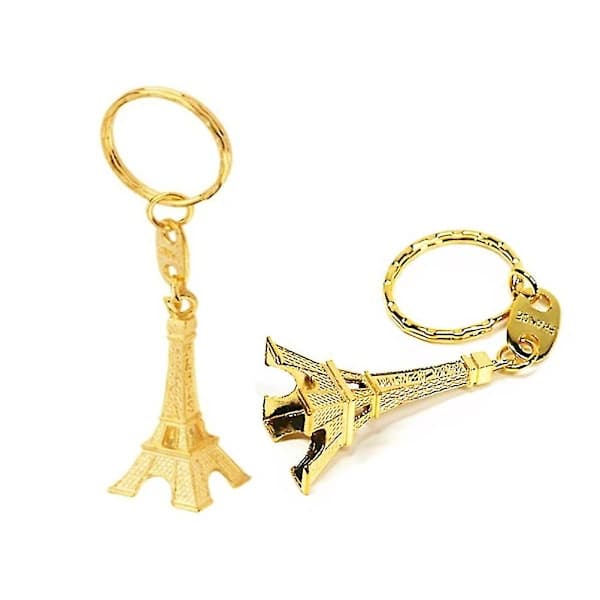 12 stykker vintage nøgleringe Eiffeltårnet nøglering mini charm (guld)