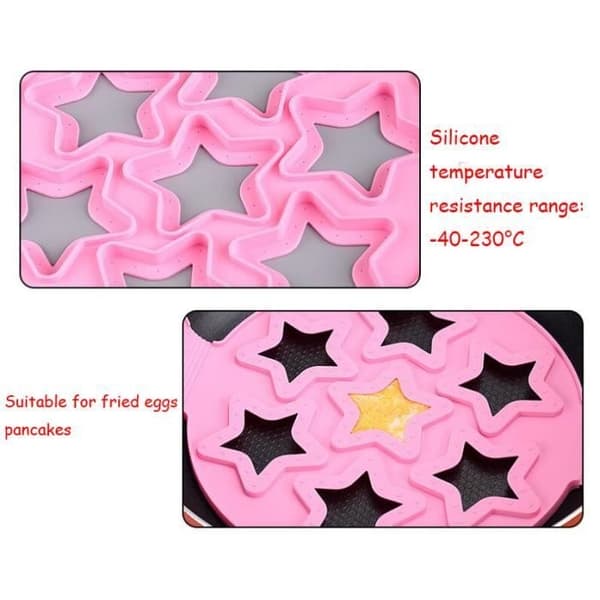 (Rosa) Eggform - Noname - Stjerneform - Matsikker Silikon - 37,5x23,2cm - Rosa