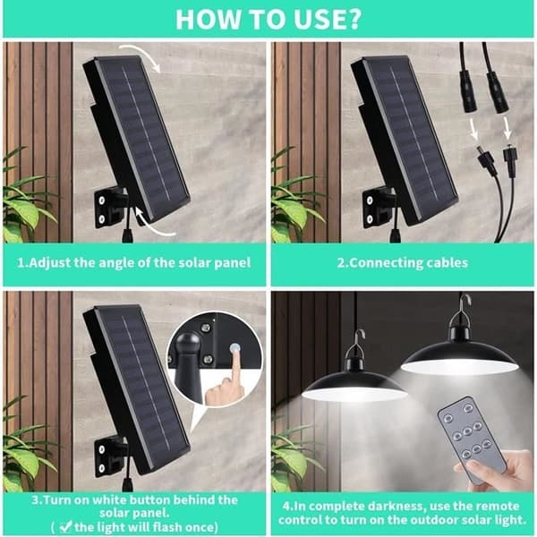 Solar lamp for outdoor use - Double lamp - IP65 Waterproof - Remote control - Black - Modern - Solar powered