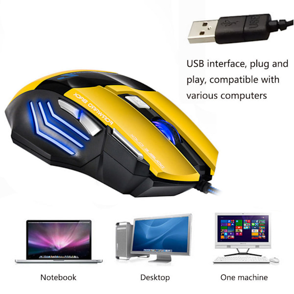 4 justerbar DPI och 7 knappar LED optisk USB-kabelbunden spelmus för spelare PC MAC