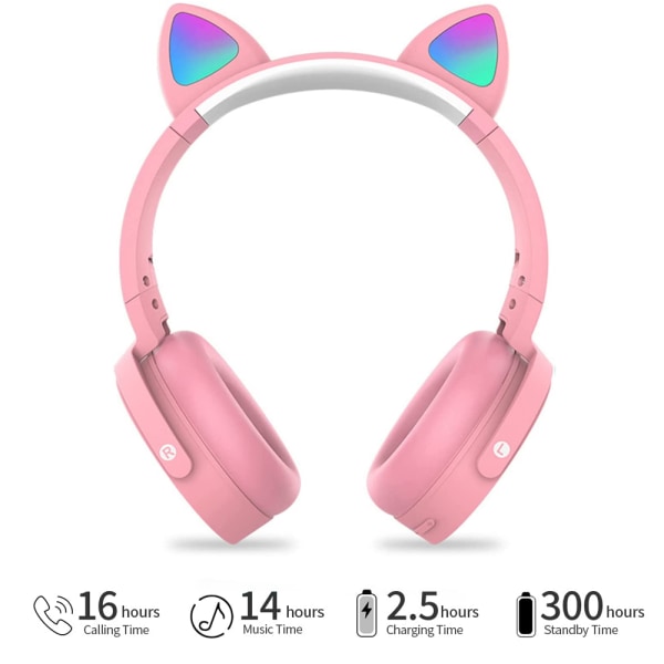 Bluetooth On-Ear-hörlurar med popbubblor, färgglatt trådlöst Bluetooth-headset för mobiltelefon surfplatta PC, hopfällbar justerbar för skolgång resor